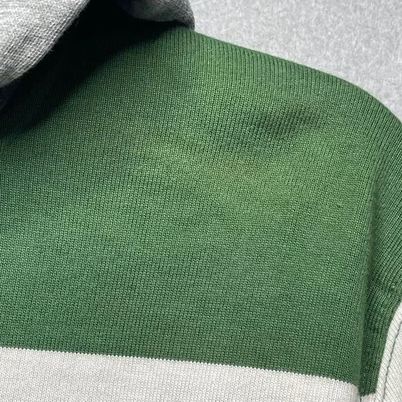 Stussy Green Striped Rugby Hoodie Shirt Medium - Picture 5 of 10